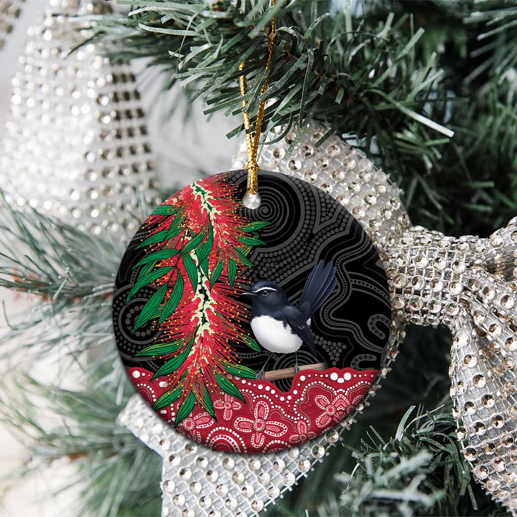 Willie wagtail Australia Ceramic Ornament Aussie Bottlebrushes Aboriginal Art - Aussie Hoodie