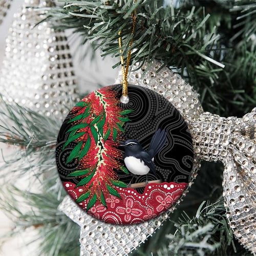 Willie wagtail Australia Ceramic Ornament Aussie Bottlebrushes Aboriginal Art - Aussie Hoodie