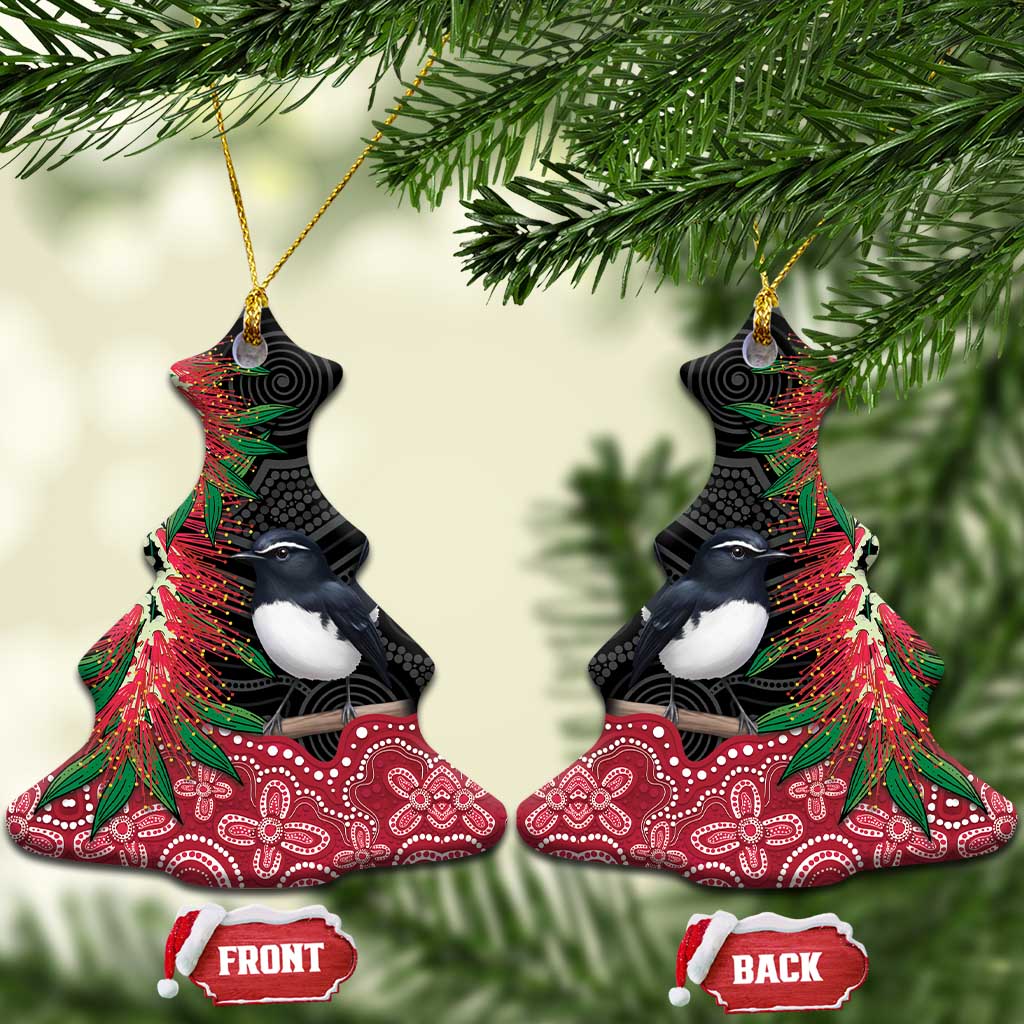 Willie wagtail Australia Ceramic Ornament Aussie Bottlebrushes Aboriginal Art - Aussie Hoodie