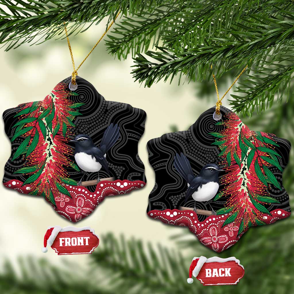 Willie wagtail Australia Ceramic Ornament Aussie Bottlebrushes Aboriginal Art - Aussie Hoodie