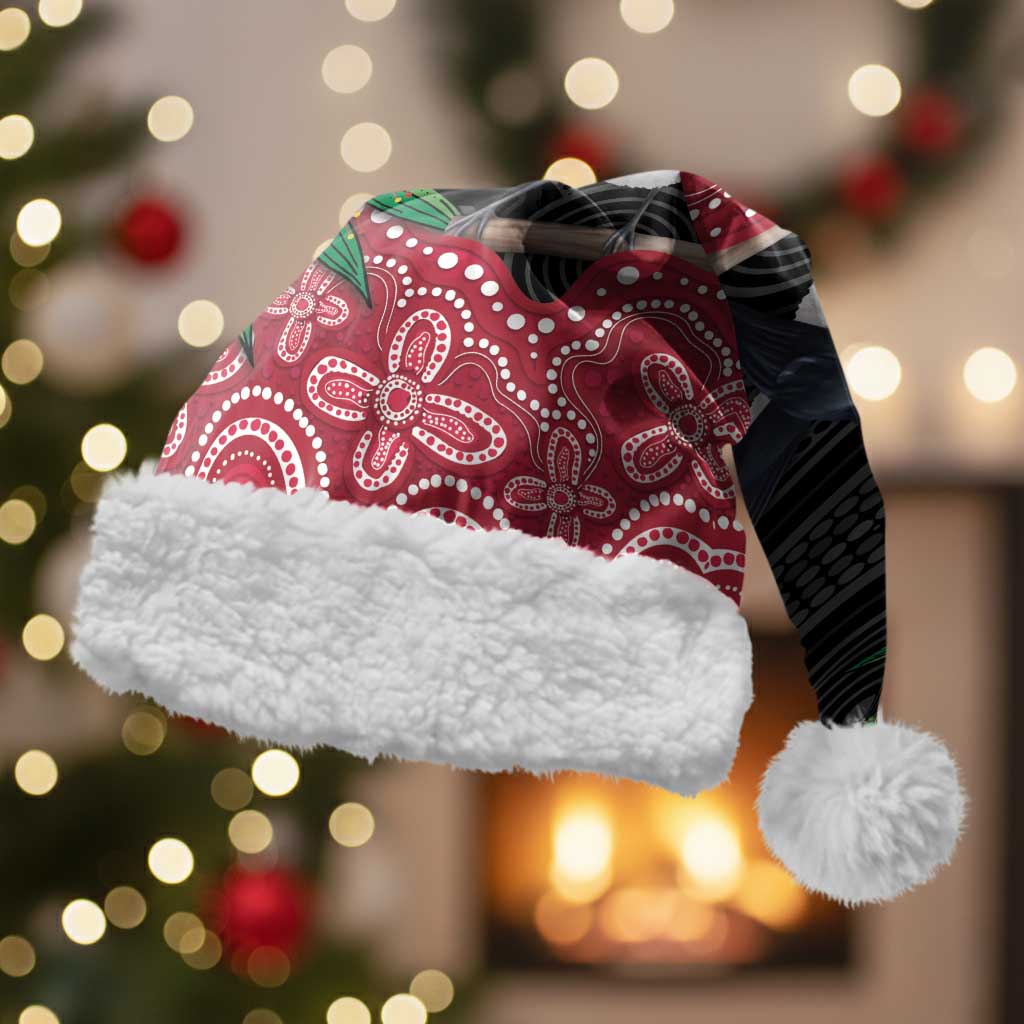 Willie wagtail Australia Christmas Santa Hat Aussie Bottlebrushes Aboriginal Art - Aussie Hoodie