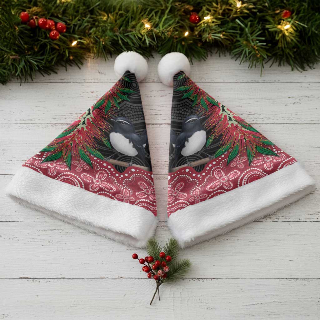 Willie wagtail Australia Christmas Santa Hat Aussie Bottlebrushes Aboriginal Art - Aussie Hoodie