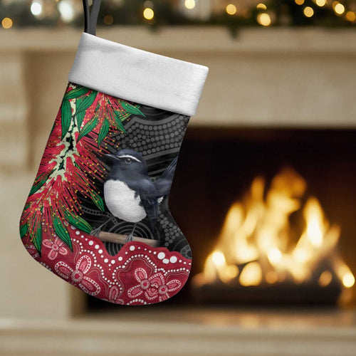 Willie wagtail Australia Christmas Stocking Aussie Bottlebrushes Aboriginal Art - Aussie Hoodie