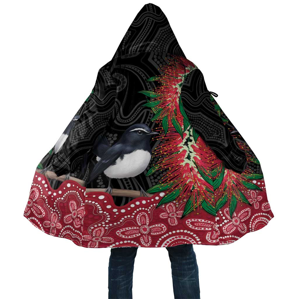Willie wagtail Australia Cloak Aussie Bottlebrushes Aboriginal Art - Aussie Hoodie