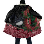 Willie wagtail Australia Cloak Aussie Bottlebrushes Aboriginal Art - Aussie Hoodie