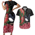 Willie wagtail Australia Couples Matching Short Sleeve Bodycon Dress and Hawaiian Shirt Aussie Bottlebrushes Aboriginal Art - Aussie Hoodie