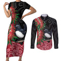 Willie wagtail Australia Couples Matching Short Sleeve Bodycon Dress and Long Sleeve Button Shirt Aussie Bottlebrushes Aboriginal Art - Aussie Hoodie