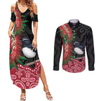Willie wagtail Australia Couples Matching Summer Maxi Dress and Long Sleeve Button Shirt Aussie Bottlebrushes Aboriginal Art - Aussie Hoodie