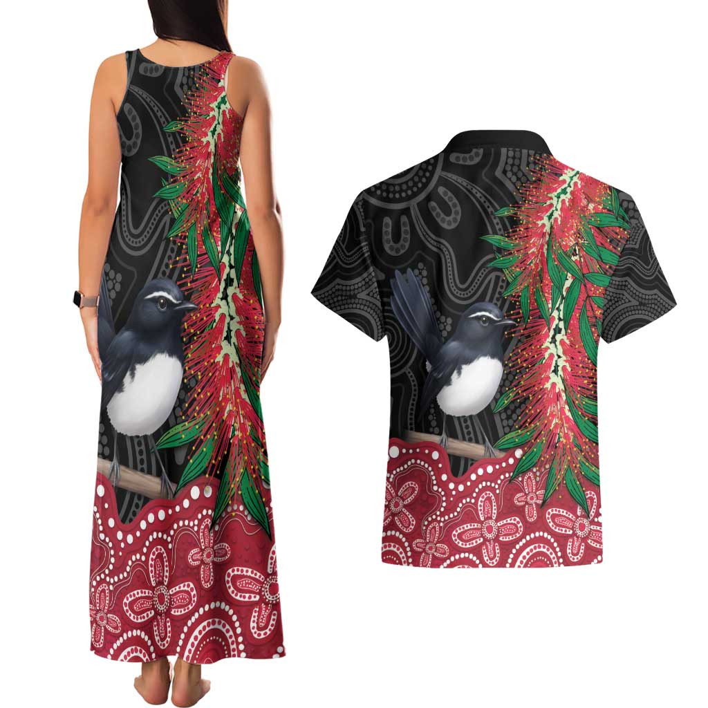 Willie wagtail Australia Couples Matching Tank Maxi Dress and Hawaiian Shirt Aussie Bottlebrushes Aboriginal Art - Aussie Hoodie