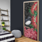 Willie wagtail Australia Door Cover Aussie Bottlebrushes Aboriginal Art - Aussie Hoodie