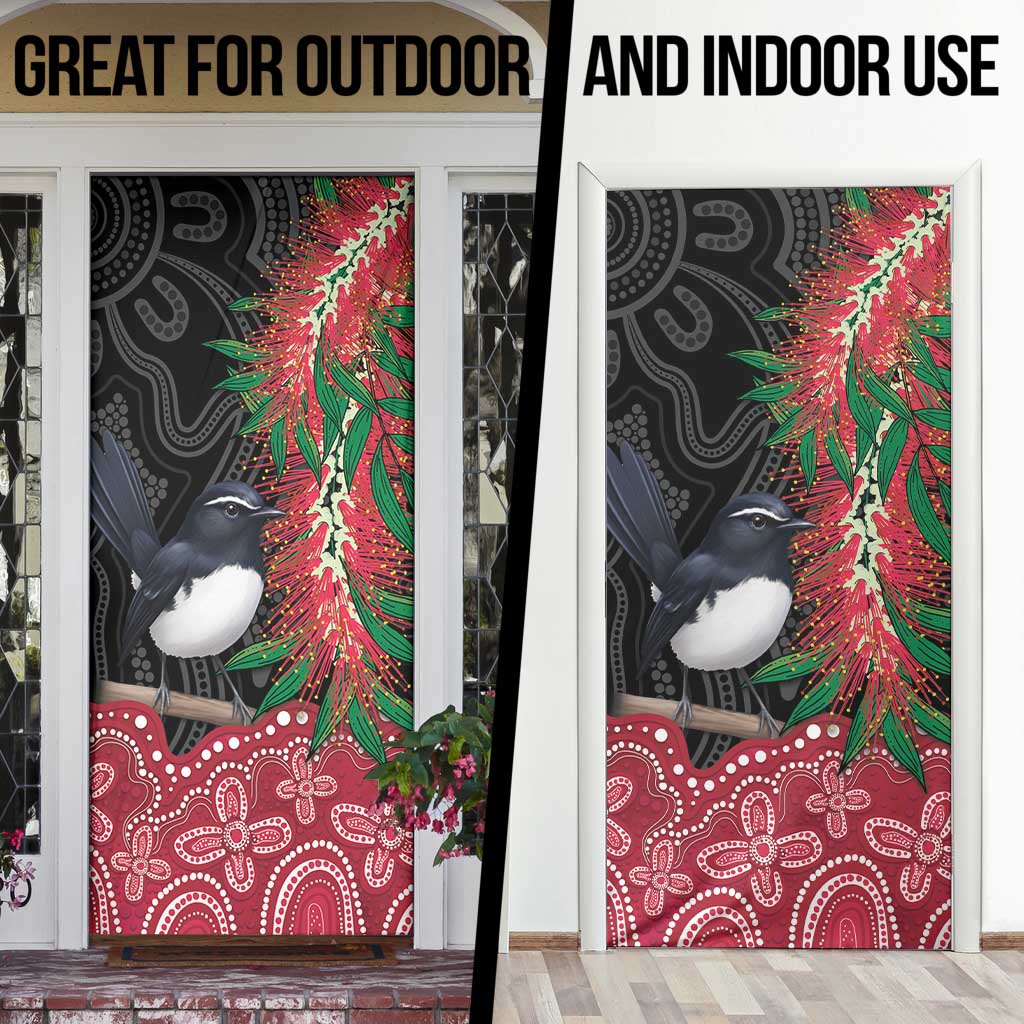 Willie wagtail Australia Door Cover Aussie Bottlebrushes Aboriginal Art - Aussie Hoodie