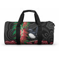 Willie wagtail Australia Duffle Bag Aussie Bottlebrushes Aboriginal Art
