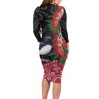 Willie wagtail Australia Family Matching Long Sleeve Bodycon Dress and Hawaiian Shirt Aussie Bottlebrushes Aboriginal Art - Aussie Hoodie