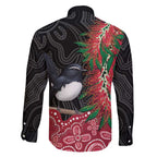 Willie wagtail Australia Family Matching Mermaid Dress and Hawaiian Shirt Aussie Bottlebrushes Aboriginal Art - Aussie Hoodie
