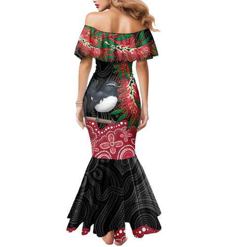 Willie wagtail Australia Family Matching Mermaid Dress and Hawaiian Shirt Aussie Bottlebrushes Aboriginal Art - Aussie Hoodie