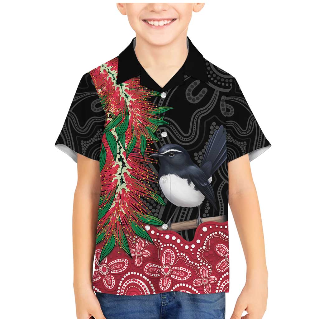 Willie wagtail Australia Family Matching Mermaid Dress and Hawaiian Shirt Aussie Bottlebrushes Aboriginal Art - Aussie Hoodie