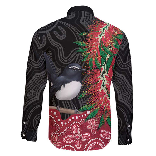 Willie wagtail Australia Family Matching Off Shoulder Maxi Dress and Hawaiian Shirt Aussie Bottlebrushes Aboriginal Art - Aussie Hoodie