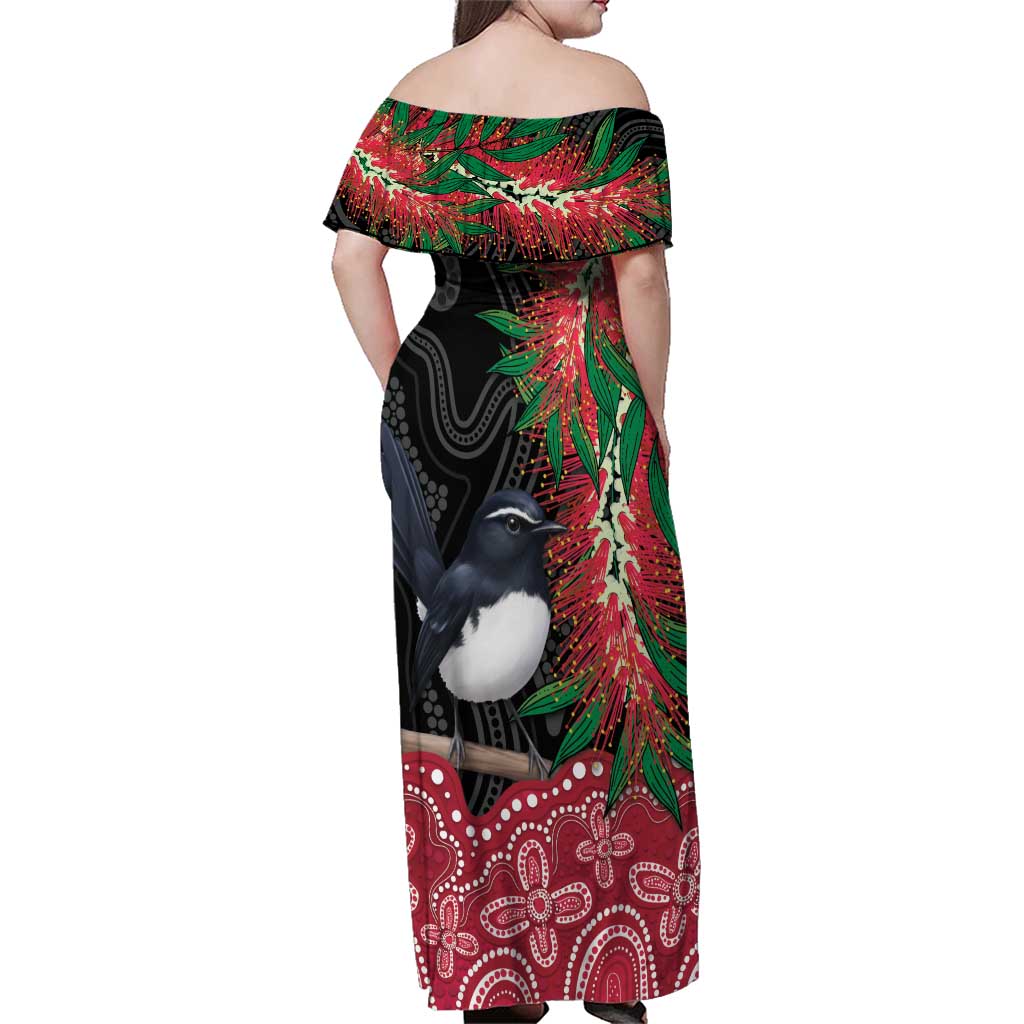 Willie wagtail Australia Family Matching Off Shoulder Maxi Dress and Hawaiian Shirt Aussie Bottlebrushes Aboriginal Art - Aussie Hoodie