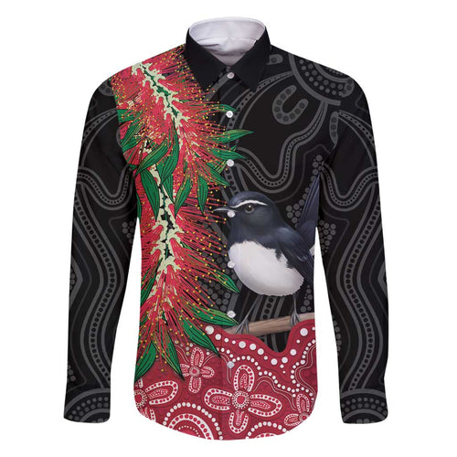 Willie wagtail Australia Family Matching Off Shoulder Short Dress and Hawaiian Shirt Aussie Bottlebrushes Aboriginal Art - Aussie Hoodie