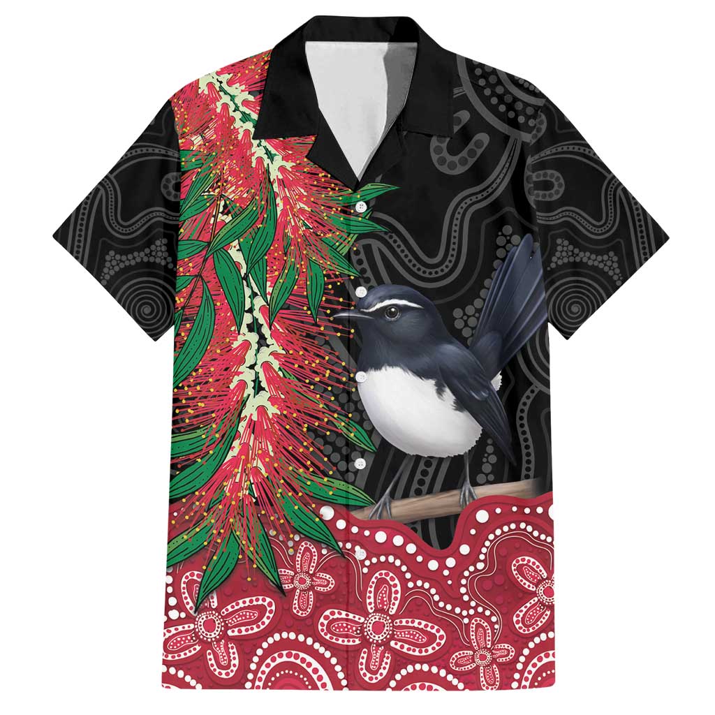Willie wagtail Australia Family Matching Puletasi and Hawaiian Shirt Aussie Bottlebrushes Aboriginal Art - Aussie Hoodie