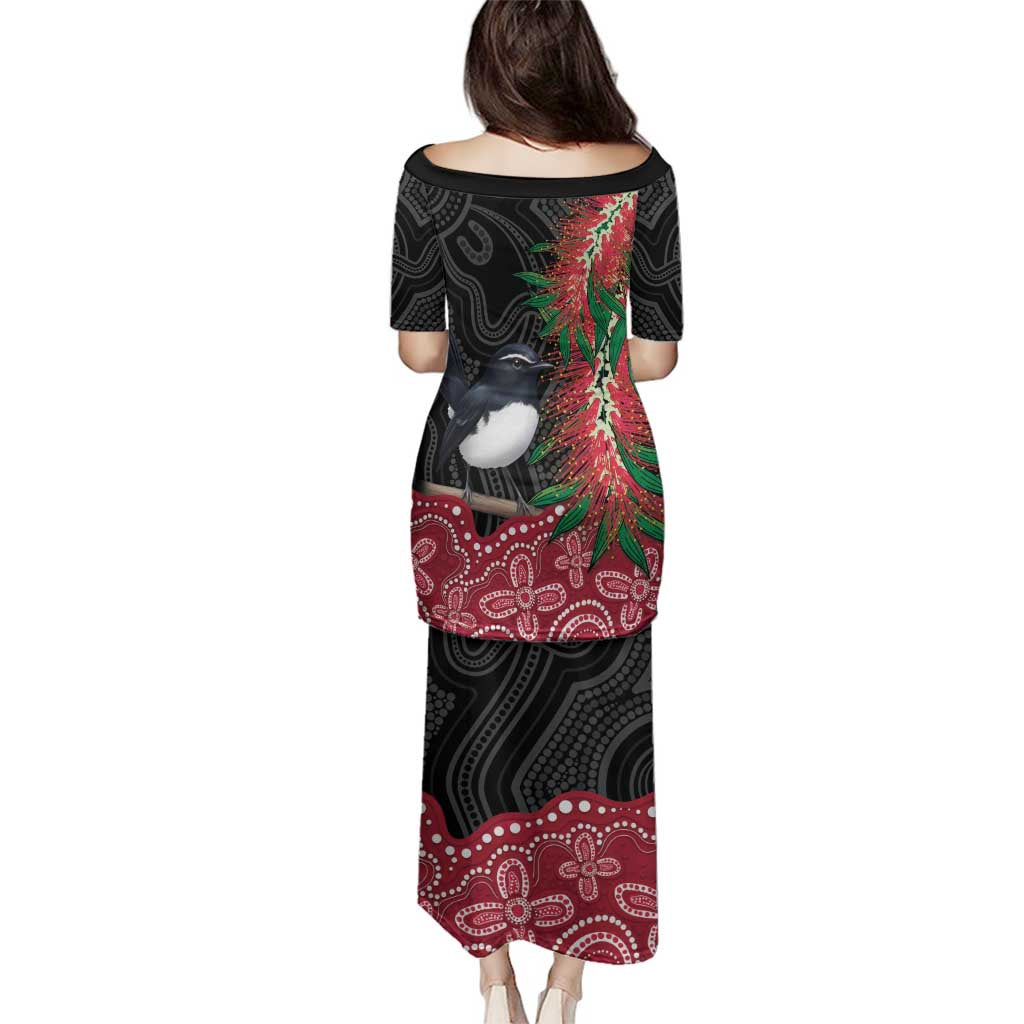 Willie wagtail Australia Family Matching Puletasi and Hawaiian Shirt Aussie Bottlebrushes Aboriginal Art - Aussie Hoodie