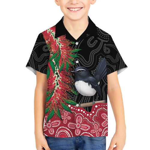Willie wagtail Australia Family Matching Short Sleeve Bodycon Dress and Hawaiian Shirt Aussie Bottlebrushes Aboriginal Art - Aussie Hoodie