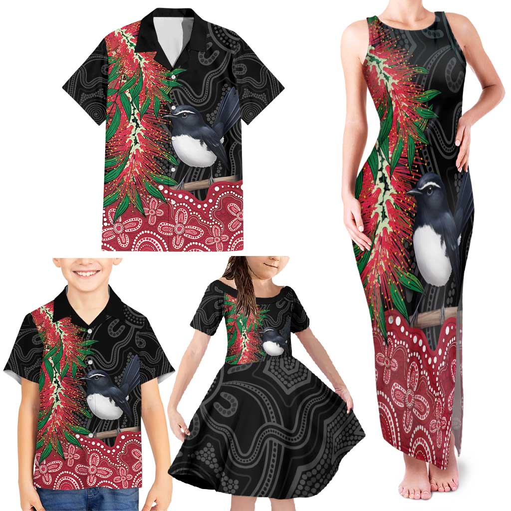 Willie wagtail Australia Family Matching Tank Maxi Dress and Hawaiian Shirt Aussie Bottlebrushes Aboriginal Art - Aussie Hoodie