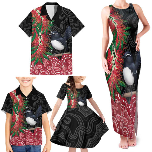 Willie wagtail Australia Family Matching Tank Maxi Dress and Hawaiian Shirt Aussie Bottlebrushes Aboriginal Art - Aussie Hoodie
