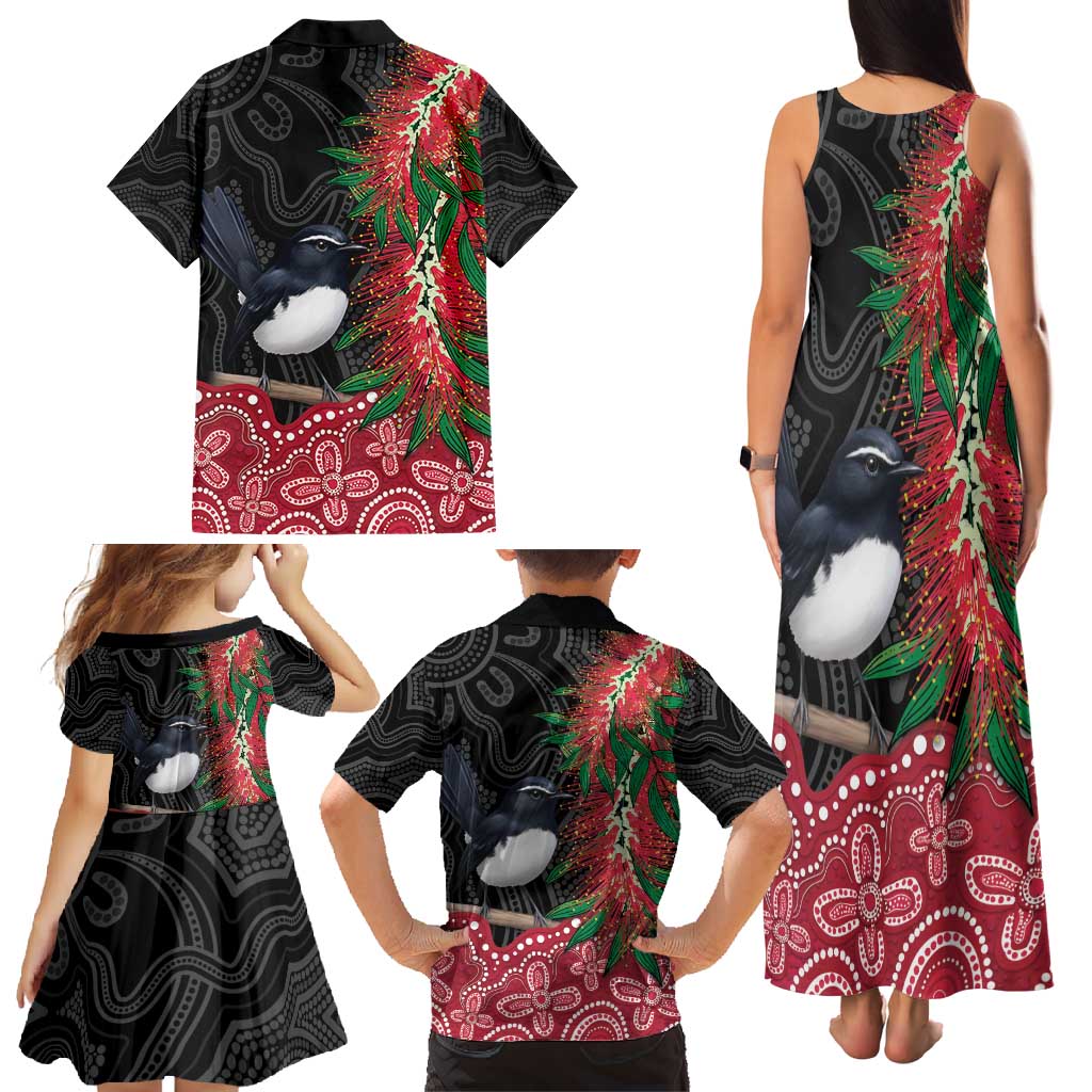 Willie wagtail Australia Family Matching Tank Maxi Dress and Hawaiian Shirt Aussie Bottlebrushes Aboriginal Art - Aussie Hoodie
