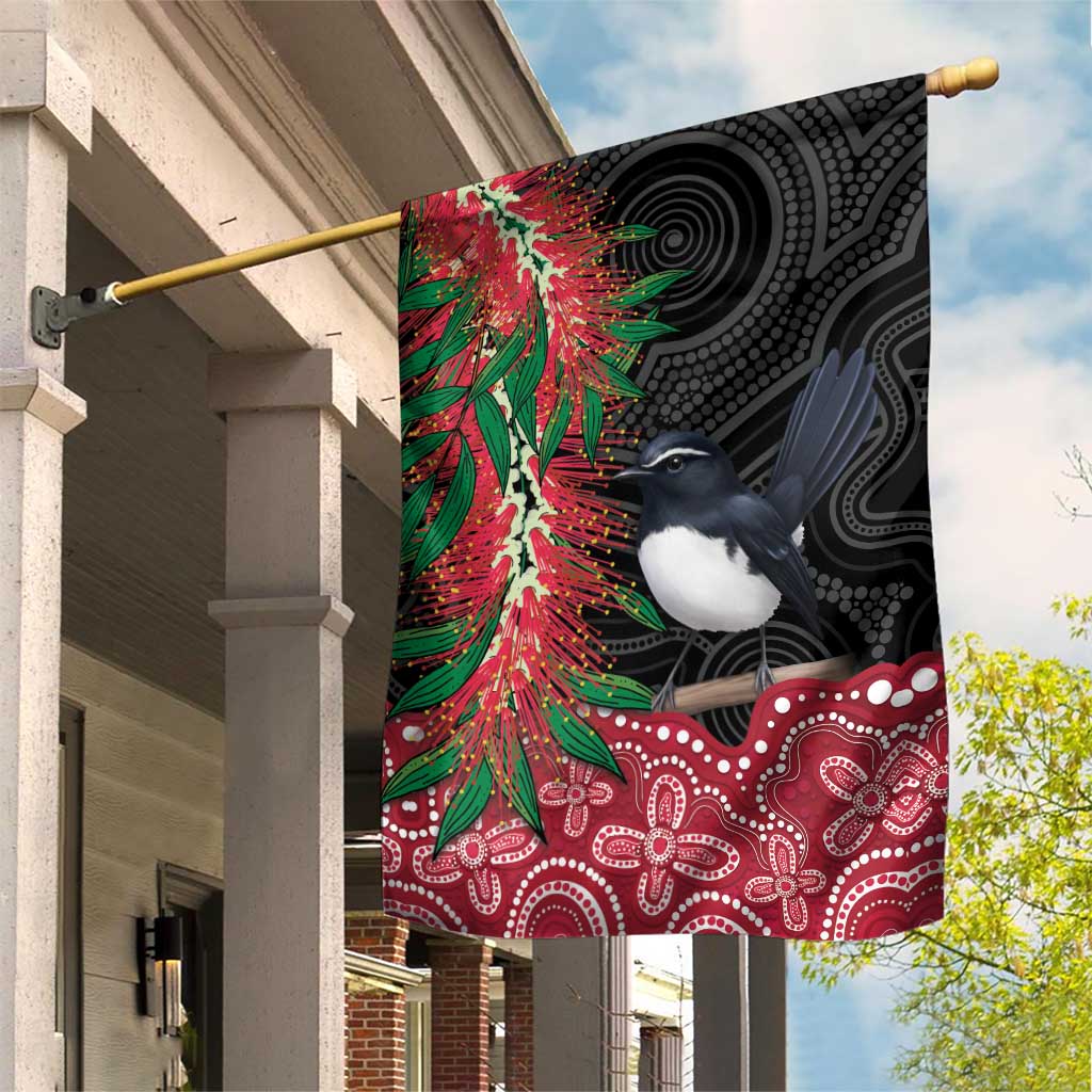 Willie wagtail Australia Garden Flag Aussie Bottlebrushes Aboriginal Art - Aussie Hoodie