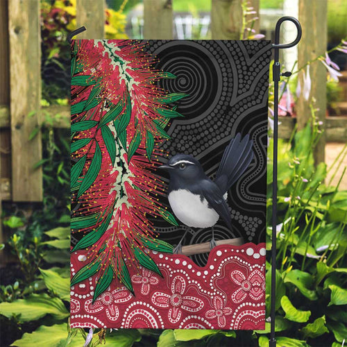 Willie wagtail Australia Garden Flag Aussie Bottlebrushes Aboriginal Art - Aussie Hoodie