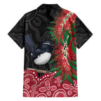 Willie wagtail Australia Hawaiian Shirt Aussie Bottlebrushes Aboriginal Art - Aussie Hoodie
