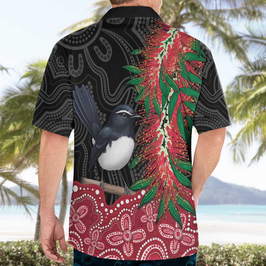 Willie wagtail Australia Hawaiian Shirt Aussie Bottlebrushes Aboriginal Art - Aussie Hoodie