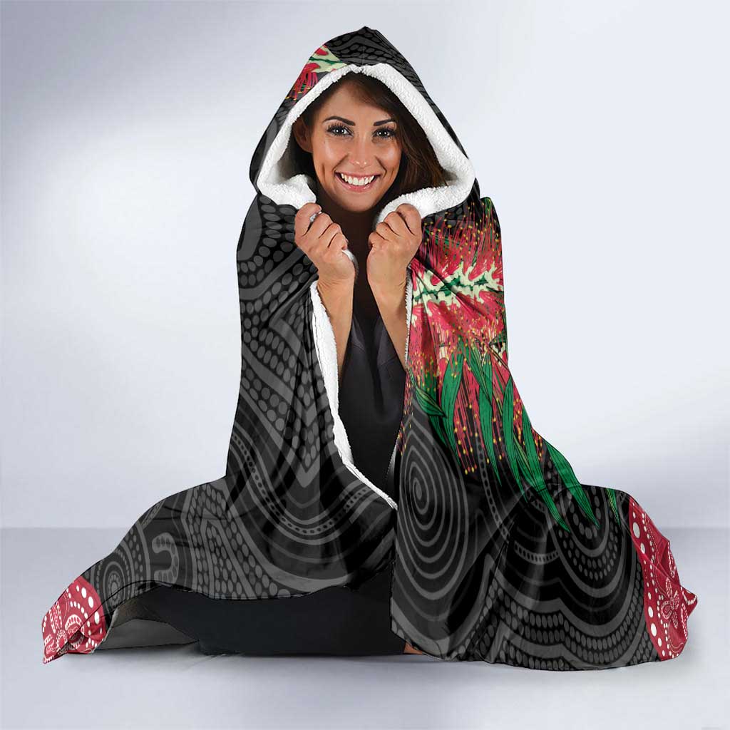 Willie wagtail Australia Hooded Blanket Aussie Bottlebrushes Aboriginal Art - Aussie Hoodie