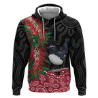 Willie wagtail Australia Hoodie Aussie Bottlebrushes Aboriginal Art - Aussie Hoodie