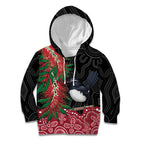 Willie wagtail Australia Kid Hoodie Aussie Bottlebrushes Aboriginal Art - Aussie Hoodie
