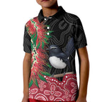 Willie wagtail Australia Kid Polo Shirt Aussie Bottlebrushes Aboriginal Art - Aussie Hoodie