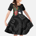 Willie wagtail Australia Kid Short Sleeve Dress Aussie Bottlebrushes Aboriginal Art - Aussie Hoodie