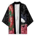 Willie wagtail Australia Kimono Aussie Bottlebrushes Aboriginal Art - Aussie Hoodie