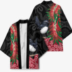 Willie wagtail Australia Kimono Aussie Bottlebrushes Aboriginal Art - Aussie Hoodie