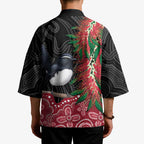 Willie wagtail Australia Kimono Aussie Bottlebrushes Aboriginal Art - Aussie Hoodie