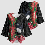 Willie wagtail Australia Kimono Sleeve Blouse Aussie Bottlebrushes Aboriginal Art - Aussie Hoodie