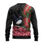 Willie wagtail Australia Ugly Christmas Sweater Aussie Bottlebrushes Aboriginal Art - Aussie Hoodie