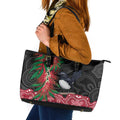 Willie wagtail Australia Leather Tote Bag Aussie Bottlebrushes Aboriginal Art - Aussie Hoodie