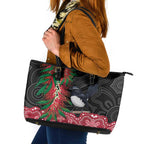 Willie wagtail Australia Leather Tote Bag Aussie Bottlebrushes Aboriginal Art - Aussie Hoodie