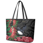 Willie wagtail Australia Leather Tote Bag Aussie Bottlebrushes Aboriginal Art - Aussie Hoodie