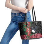 Willie wagtail Australia Leather Tote Bag Aussie Bottlebrushes Aboriginal Art - Aussie Hoodie