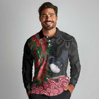 Willie wagtail Australia Long Sleeve Polo Shirt Aussie Bottlebrushes Aboriginal Art - Aussie Hoodie
