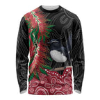 Willie wagtail Australia Long Sleeve Shirt Aussie Bottlebrushes Aboriginal Art - Aussie Hoodie
