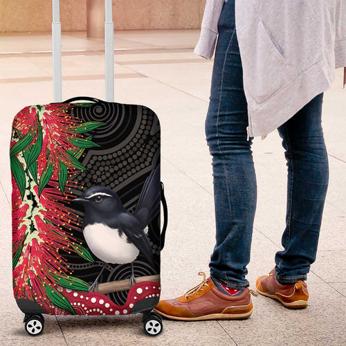 Willie wagtail Australia Luggage Cover Aussie Bottlebrushes Aboriginal Art - Aussie Hoodie